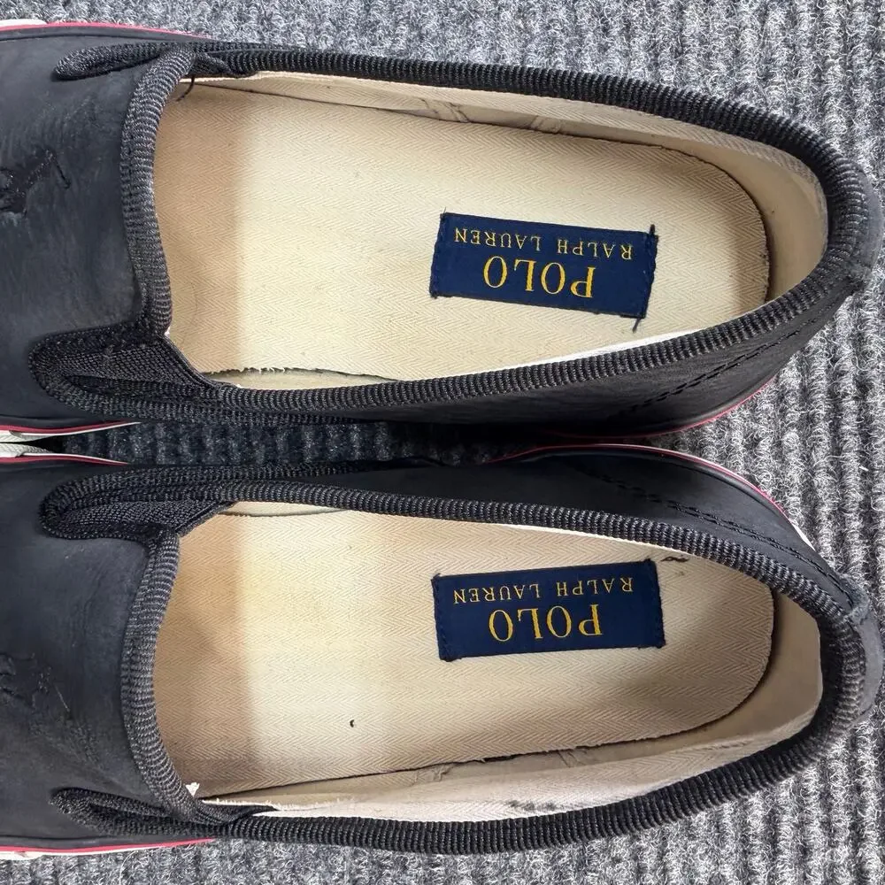 Polo Ralph Lauren Mytton Men’s 8.5 Black Nubuck Slip On Sneakers Shoes